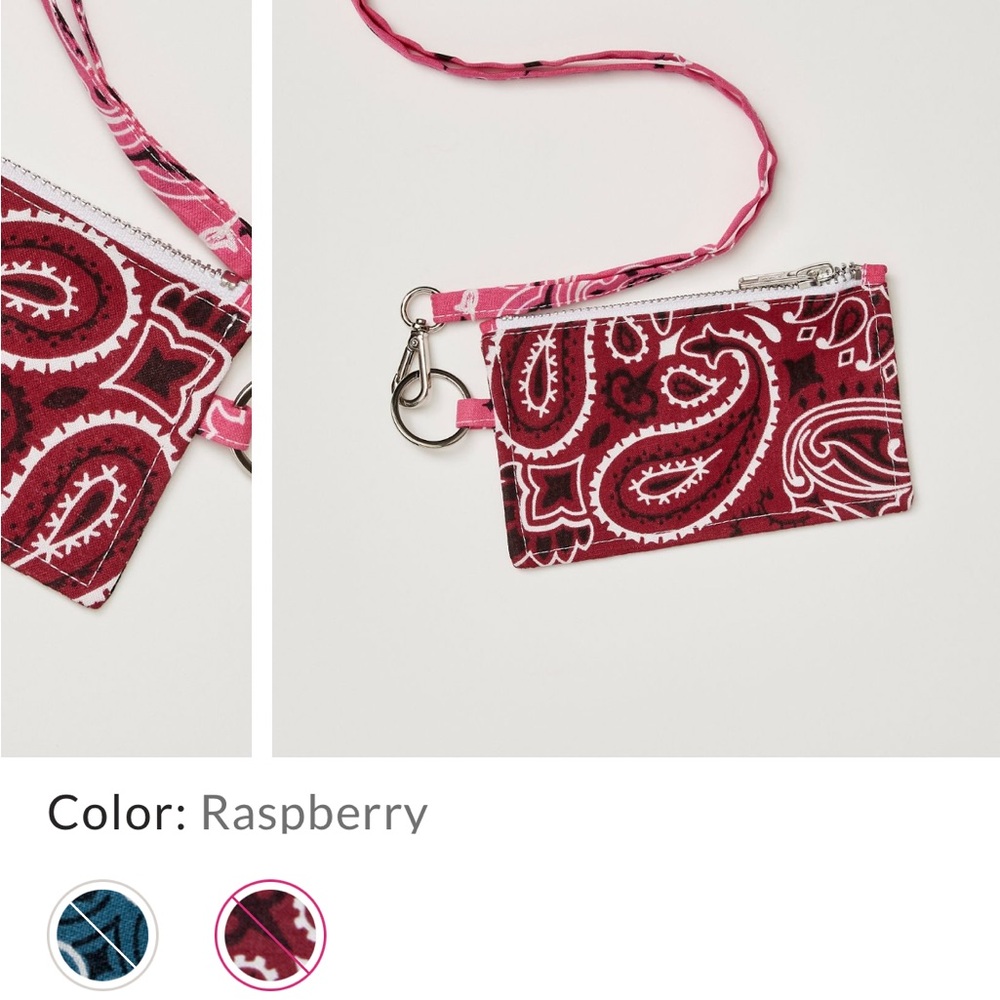Free People Raspberry Clutch Wristlet with stitched mushroom
